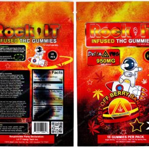 Rock It : Blasts Off Berry Banana Infused THC Gummies Delta-8 Packaging 3.5 Mylar Bag *Empty Bags* (#DeltaC)
