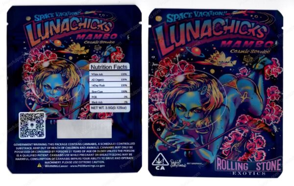 Rolling Stone Exotics Space Vacation Lunachicks Mambo Flower Packaging 3.5 Mylar Bag *Empty Bags* (CaSupply) (#C2S)
