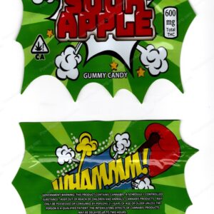 Whammm! Sour Apple Gummies 600mg Edible Mylar Shaped Bag Packaging *Empty Bags* (CaSupply) (#C2S)