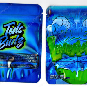 Teds Budz Blue Limealatti Reflective Flower Packaging 3.5 Mylar Bag *Empty Bags* (#RC1)