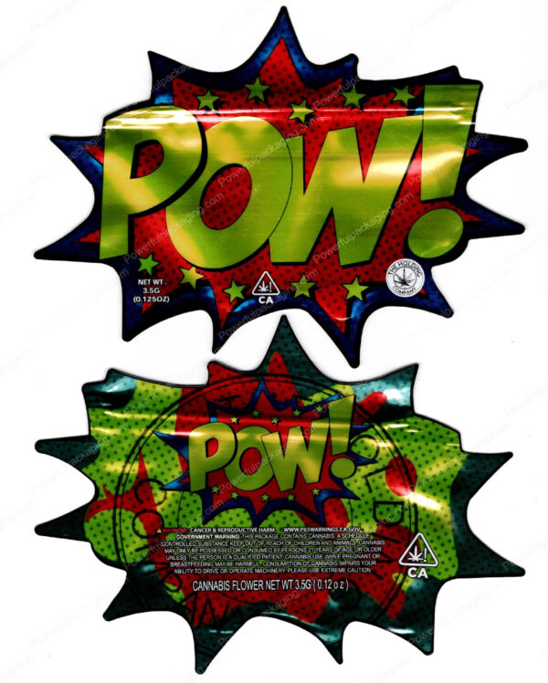 The Holding Company : POW! 3.5 Mylar Shaped Bag Flower Packaging *Empty Bags* (#RC1)