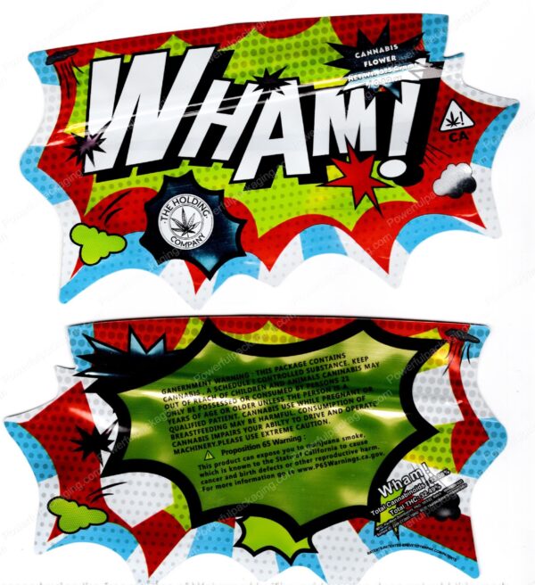 The Holding Company : WHAM! Reflective 3.5 Mylar Shaped Bag Flower Packaging *Empty Bags* (#RC1)