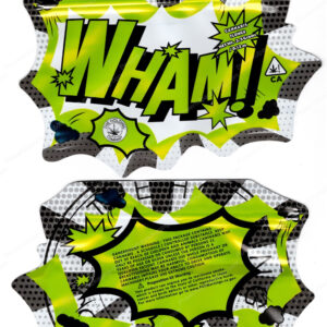 The Holding Company : WHAM! Green 3.5 Mylar Shaped Bag Flower Packaging *Empty Bags* (#RC1)