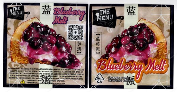 The Menu Blueberry Melt 3.5 Mylar Shaped Bag Flower Packaging *Empty Bags* (CaSupply) (#C1S)