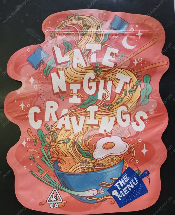 The Menu : Late Night Cravings Pound Bag Shaped Mylar 1lb Bag *Empty Bag* (CaSupply)