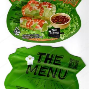 The Menu Spring Rolls 3.5 Mylar Shaped Bag Flower Packaging *Empty Bags* (CaSupply) (#C1S)