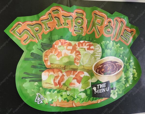 The Menu :  Spring Rolls Pound Bag Shaped Mylar 1lb Bag *Empty Bag* (CaSupply)