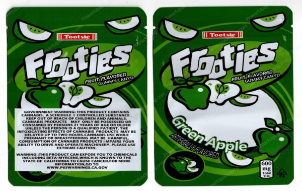Tootsie Frooties Green Apple 600mg Edible Mylar Bag Packaging *Empty Bags* (CaSupply) (#C1S)