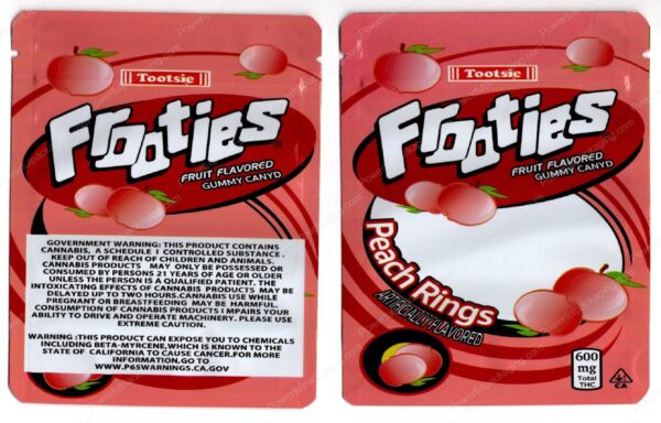 Tootsie Frooties Peach Rings 600mg Edible Mylar Bag Packaging *Empty Bags* (CaSupply) (#C1S)