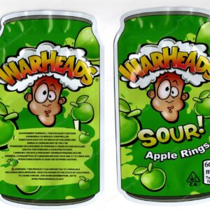 WARHEADS : Sour Apple Rings Can 600mg THC Mylar Shaped Bag Edibles Packaging *Empty Bags* (#RC3)