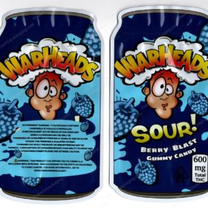 WARHEADS : Sour Berry Blast Can 600mg THC Mylar Shaped Bag Edibles Packaging *Empty Bags* (#RC3)