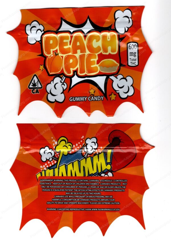 Whammm! Peach Pie Gummies 600mg Edible Mylar Shaped Bag Packaging *Empty Bags* (CaSupply) (#C2S)