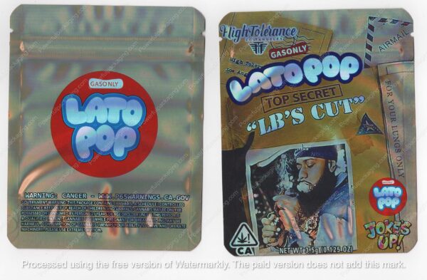 LB'S Cut Lato Pop High Tolerance Jokes UP Flower Bag 3.5 Mylar Bag *Empty Bags* (#A5) (Copy)