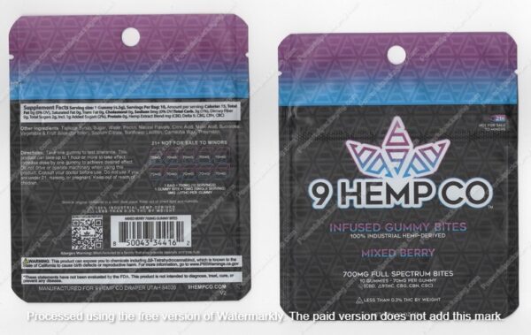 Mixed Berry Infused Gummy Bites 700 Full Spectrum Bites Bites Mylar Bag Edibles Packaging *Empty Bags* (#Delta) (Copy) (Copy)