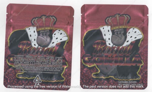Royal Gorilla Flower Bag 3.5 Mylar Bag *Empty Bags* (#A5)