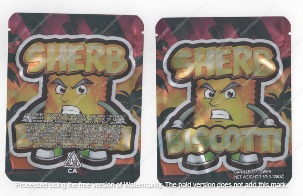 Sherb Biscotti Generic Flower Bag 3.5 Mylar Bag *Empty Bags* (#A6)