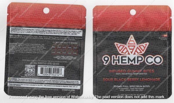 Sour Black Berry Lemonade 700 Full Spectrum Bites Mylar Bag Edibles Packaging *Empty Bags* (#Delta)