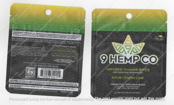 Sour Lemon Lime  700 Full Spectrum Bites Mylar Bag Edibles Packaging *Empty Bags* (#Delta)