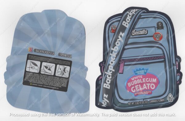 White Bubble Gum Smalls BackPackBoyz Flower Bag 3.5 Mylar Bag *Empty Bags* (#A3)