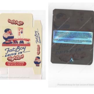 Fat Boy Drive In High Limit 3.5 Mylar Bag And Box set *Empty* (CaSupply) (B2)