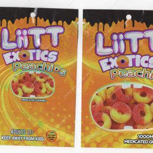 Peachios Liitt Exotics Gummies Mylar Bag Edibles Packaging *Empty Bags* (CaSupply) (B3)