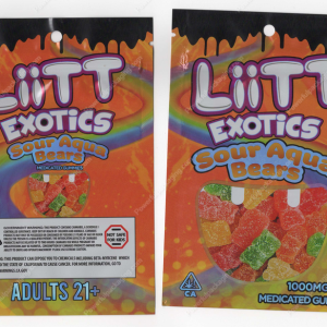 Sour Aqua Bears Gummies Liitt Exotics Mylar Bag Edibles Packaging *Empty Bags* (CaSupply) (B3)