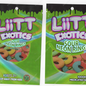 Sour Neon Rings Gummies Liitt Exotics Mylar Bag Edibles Packaging *Empty Bags* (CaSupply) (B3)