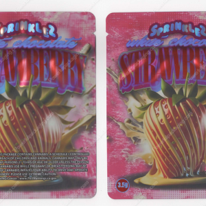 White Chocolate Strawberry Sprinklez Flower Packaging 3.5 Mylar Bag *Empty Bags* (CaSupply) (B2)